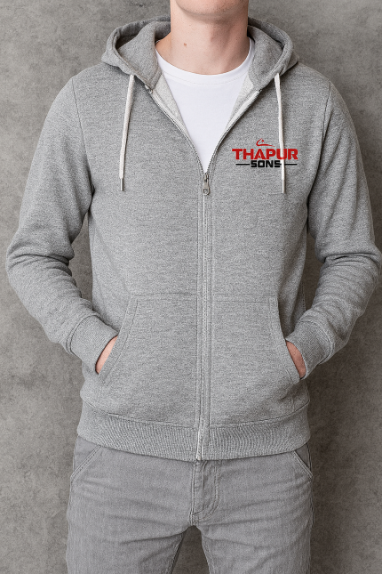 Thapur Sons Premium Grey Zip-Up Hoodie